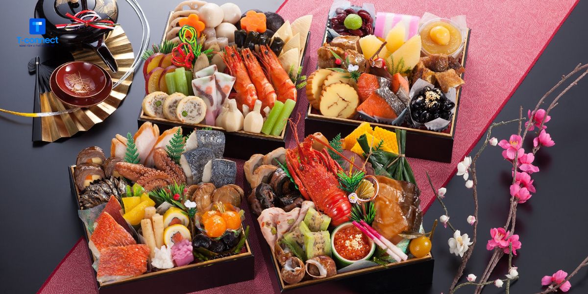 Mâm cỗ ngày tết công phu theo văn hoá Nhật Bản