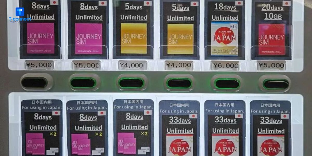 Nhiều loại sim được bày bán tại các cửa hàng tiện lợi ở Nhật